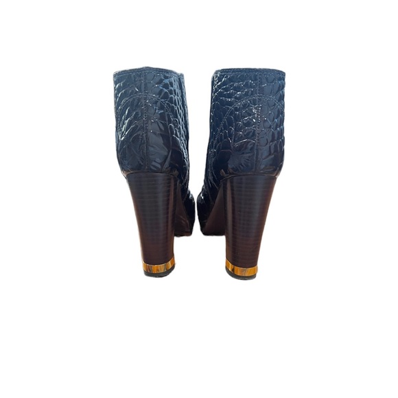 Tory Burch Virginia Patent Leather Croc Booties size 9 chocolate brown - Picture 6 of 12